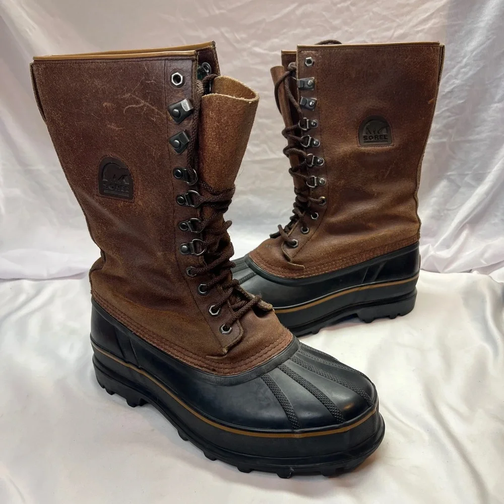 Sorel Maverick NM1080-200 Mens Brown Leather Rubber Winter Snow Boots Size 11.5